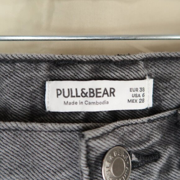 Pull & Bear High Waist Mom Jeans Gray Denim Cotton Straight Leg Women's Size 6 - Picture 11 of 13